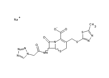 sodium 3-{[(5-methyl-1,3,4-thiadiazol-2-yl)sulfanyl]methyl}-8-oxo-7-[(1H-tetrazol-1-ylacetyl)amino]-5-thia-1-azabicyclo[4.2.0 - Click Image to Close