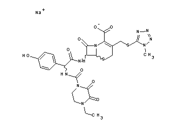 sodium 7-{[{[(4-ethyl-2,3-dioxo-1-piperazinyl)carbonyl]amino}(4-hydroxyphenyl)acetyl]amino}-3-{[(1-methyl-1H-tetrazol-5-yl)su