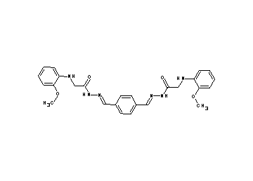 N',N''-[1,4-phenylenedi(methylylidene)]bis{2-[(2-methoxyphenyl)amino]acetohydrazide} (non-preferred name)