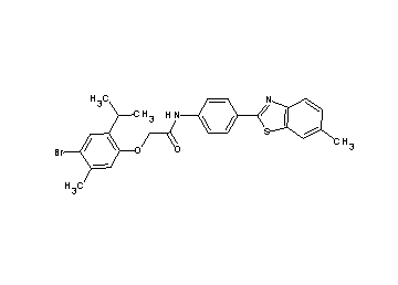 2-(4-bromo-2-isopropyl-5-methylphenoxy)-N-[4-(6-methyl-1,3-benzothiazol-2-yl)phenyl]acetamide