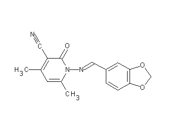 1-[(1,3-benzodioxol-5-ylmethylene)amino]-4,6-dimethyl-2-oxo-1,2-dihydro-3-pyridinecarbonitrile