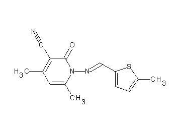 4,6-dimethyl-1-{[(5-methyl-2-thienyl)methylene]amino}-2-oxo-1,2-dihydro-3-pyridinecarbonitrile