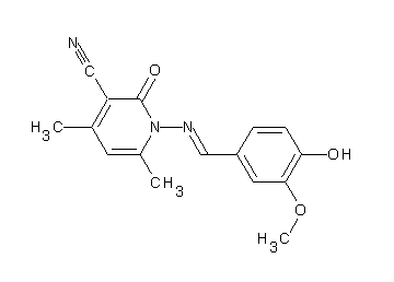 1-[(4-hydroxy-3-methoxybenzylidene)amino]-4,6-dimethyl-2-oxo-1,2-dihydro-3-pyridinecarbonitrile - Click Image to Close