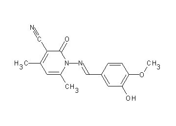 1-[(3-hydroxy-4-methoxybenzylidene)amino]-4,6-dimethyl-2-oxo-1,2-dihydro-3-pyridinecarbonitrile - Click Image to Close