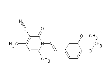 1-[(3,4-dimethoxybenzylidene)amino]-4,6-dimethyl-2-oxo-1,2-dihydro-3-pyridinecarbonitrile - Click Image to Close