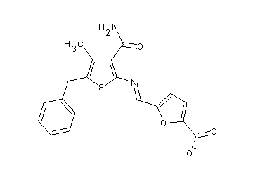 5-benzyl-4-methyl-2-{[(5-nitro-2-furyl)methylene]amino}-3-thiophenecarboxamide