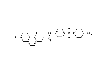2-[(1,6-dibromo-2-naphthyl)oxy]-N-{4-[(4-methyl-1-piperidinyl)sulfonyl]phenyl}acetamide