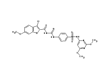 3-chloro-N-{[(4-{[(2,6-dimethoxy-4-pyrimidinyl)amino]sulfonyl}phenyl)amino]carbonothioyl}-6-methoxy-1-benzothiophene-2-carbox