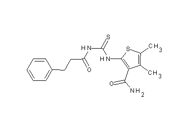 4,5-dimethyl-2-({[(3-phenylpropanoyl)amino]carbonothioyl}amino)-3-thiophenecarboxamide - Click Image to Close