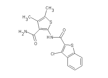 N-[3-(aminocarbonyl)-4,5-dimethyl-2-thienyl]-3-chloro-1-benzothiophene-2-carboxamide - Click Image to Close