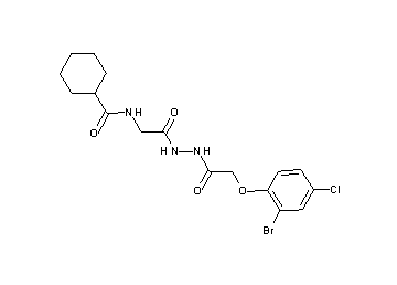 N-(2-{2-[(2-bromo-4-chlorophenoxy)acetyl]hydrazino}-2-oxoethyl)cyclohexanecarboxamide (non-preferred name)