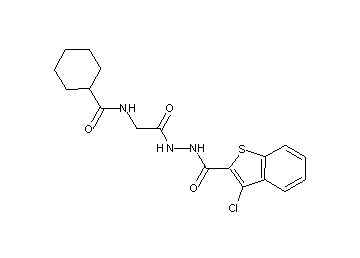 N-(2-{2-[(3-chloro-1-benzothien-2-yl)carbonyl]hydrazino}-2-oxoethyl)cyclohexanecarboxamide (non-preferred name) - Click Image to Close