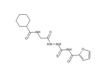 N-[(2-{[(cyclohexylcarbonyl)amino]acetyl}hydrazino)carbonothioyl]-2-furamide (non-preferred name)
