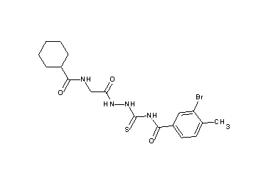 3-bromo-N-[(2-{[(cyclohexylcarbonyl)amino]acetyl}hydrazino)carbonothioyl]-4-methylbenzamide (non-preferred name)