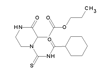 propyl (1-{[(cyclohexylcarbonyl)amino]carbonothioyl}-3-oxo-2-piperazinyl)acetate