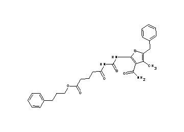 3-phenylpropyl 5-[({[3-(aminocarbonyl)-5-benzyl-4-methyl-2-thienyl]amino}carbonothioyl)amino]-5-oxopentanoate