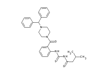 N-{[(2-{[4-(diphenylmethyl)-1-piperazinyl]carbonyl}phenyl)amino]carbonothioyl}-3-methylbutanamide
