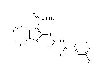2-({[(3-chlorobenzoyl)amino]carbonothioyl}amino)-4-ethyl-5-methyl-3-thiophenecarboxamide - Click Image to Close