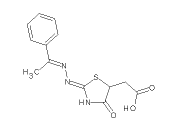 {4-oxo-2-[(1-phenylethylidene)hydrazono]-1,3-thiazolidin-5-yl}acetic acid