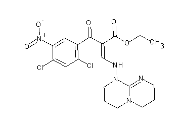 ethyl 2-(2,4-dichloro-5-nitrobenzoyl)-3-(3,4,7,8-tetrahydro-2H-pyrimido[1,2-a]pyrimidin-1(6H)-ylamino)acrylate