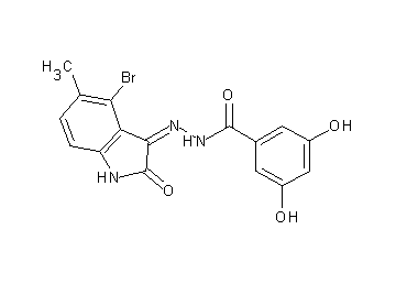 N'-(4-bromo-5-methyl-2-oxo-1,2-dihydro-3H-indol-3-ylidene)-3,5-dihydroxybenzohydrazide